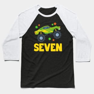 I'm 7 This Is How I Roll Monster Truck 7th Birthday GIft For Boys Toddler Kid Baseball T-Shirt